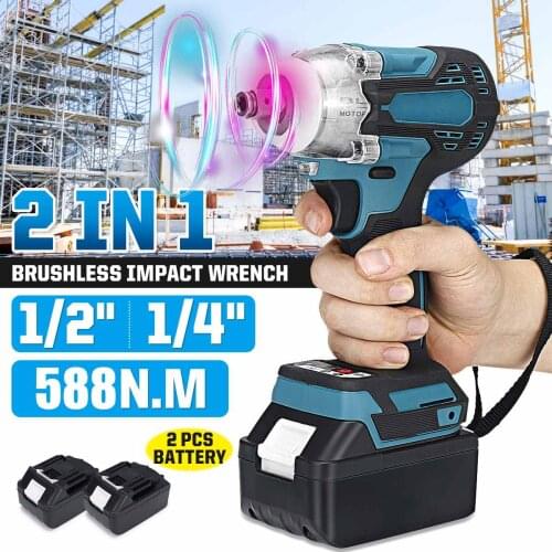 New 2 in 1 18V Battery 800N.m Electric brushless Cordless wrench 1/2 screwdriver 1/4 Torque Impact drill drillpro power tool