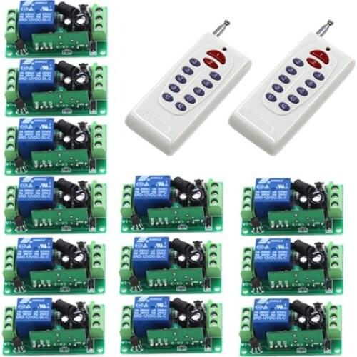 New Arrival DC 12V 10A 1CH 1 Channel Wireless 2 Transmitter+12 Receiver RF Remote Control Switch SKU: 5443
