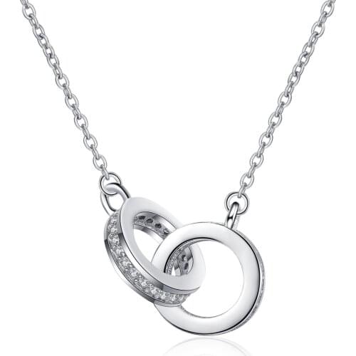 New Creative Zircon Full Diamond Double Ring Necklaces Female Light Luxury Design Clavicle Chain Necklace Jewelry