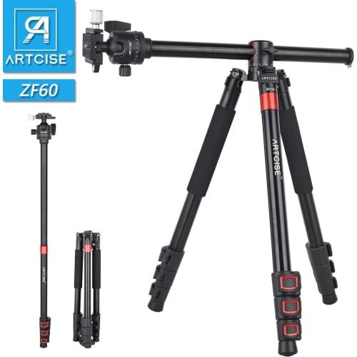 ZF60 Profissional Horizontal Tripod for Camera with Faster Flip Lock 63" 160cm Max Camera Stand Aluminum CNC Better than Q999H