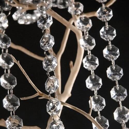 Romantic Octagonal Diamond Acrylic Crystal Curtain Beaded Garlands Chandelier Hanging For Wedding Decoration