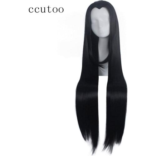 Ccutoo 100cm Black Long Central Parting Hairstyles Synthetic Wig For Halloween Party Cosplay Costume Wigs Heat Resistance Fiber
