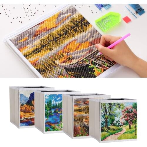 Embroidery Folding Storage Box Bedroom Desktop Organizer Diamond Painting Storage Basket Cross Stitch Kits Home Decor