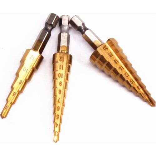 Drill Bit Hss Titanium Step Coated Cone Hole Cutter Metric 3-12mm Metal Hex High Speed Steel Tapered Power Tools Accessories