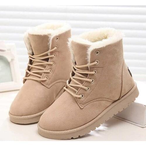 Warm fur plush ankle boots women botas mujer 2021 casual shoes women boots lace-up snow boots ladies shoes woman winter boots