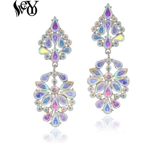 VEYO Luxury Rhinestone Crystal Drop Earrings 4 Color ZA Earrings for Women Fashion Jewelry New Gift