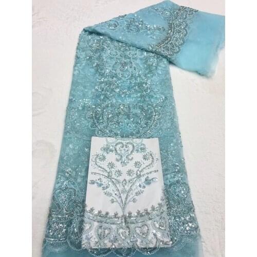 Hot Sale Embroidered African Lace Fabric SYJ-6288810 High Quality Lace French Nigerian Net Sequins and beads Lace Fabrics