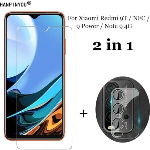 2-in-1 For Xiaomi Redmi 9T / NFC / Power / Note 9 4G 6.53" Camera Lens Protection Film + Front Tempered Glass Screen Protector