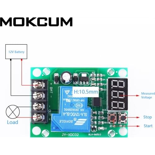 Battery Protecter Over-discharge Protection Display Module Buzzer Low Voltage Protection Board Only for 12V Battery