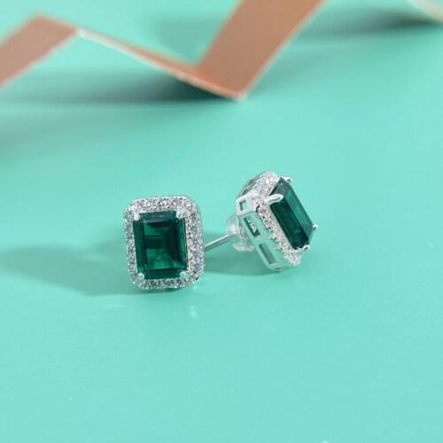 100% 925 Sterling Silver Created Emerald Wedding Earrings For Women Pass Diamond Test Anniversary Party Fine Jewelry Wholesale