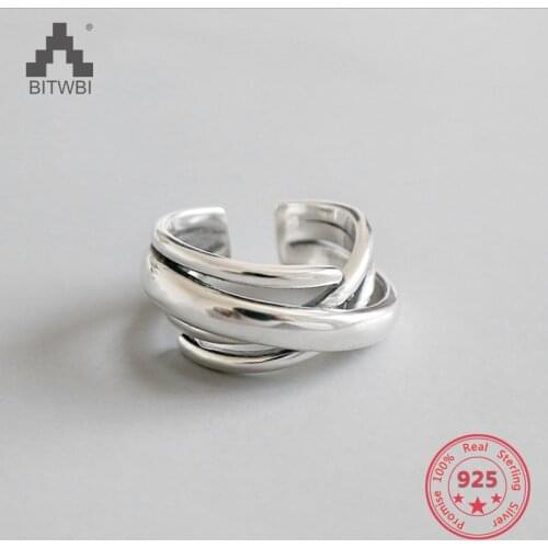 2018 Fashion 925 Sterling Silver Ring Retro Line Twine Design Wide Surface Band Popular Unique Jewelry for Women