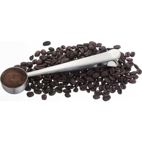 1 pc Multifunction Stainless Steel Coffee Scoop With Clip Coffee Tea Measuring Scoop 1Cup Ground Coffee Measuring Scoop Spoon