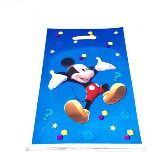 Disney Mickey Mouse Cartoon 10pcs/lot Happy Baby Children Boy Birthday Party Decorative Supplies Plastic Sweet Candy Gift Bag