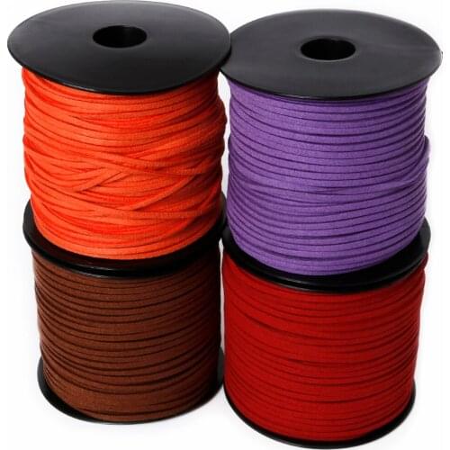 100Yards/Roll 2.8mm Wide Flat Faux Suede Braided Cord Korean Velvet Leather Thread String Rope For DIY Handmade Sewing Supplies