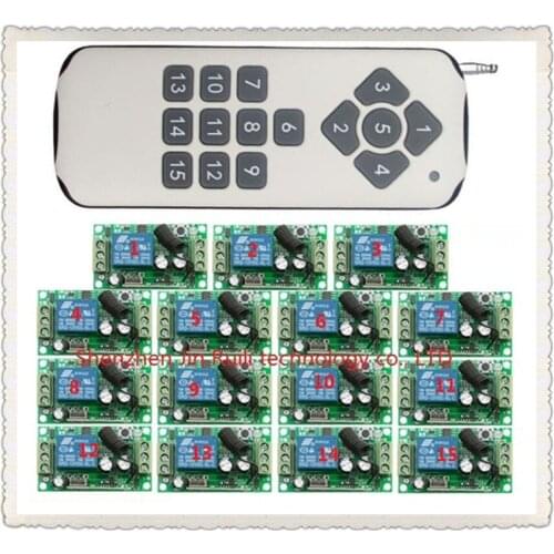 12CH RF Wireless remote control switch system 1pcs (controller) 15CH transmitter +15pcs receiver 12V 10A Toogle Momentary