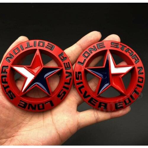 2pcs 3D Metal Red Lone Star Texas Edition Car Trunk Emblem Badge Decal Sticker