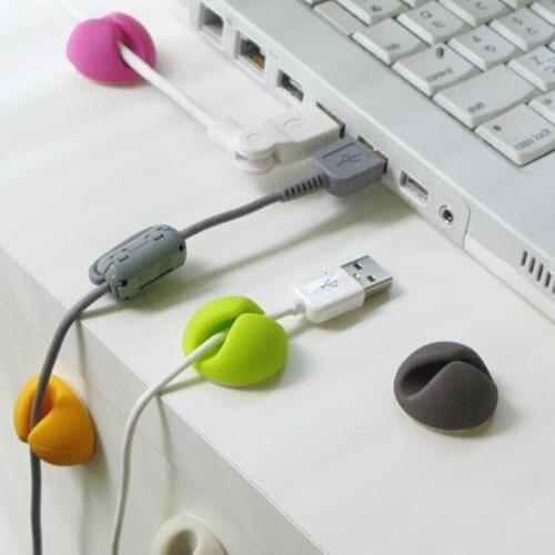 200PCS/lot Random Color Multipurpose Cable Wire Organizer Cable Clip USB Charger Cord Holder desktop fitted Fixed clamp