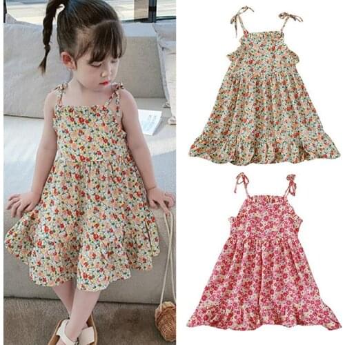 2020 Flowers Princess Dress for Summer Cotton Children Clothing Toddler Floral Girls Party Dresses