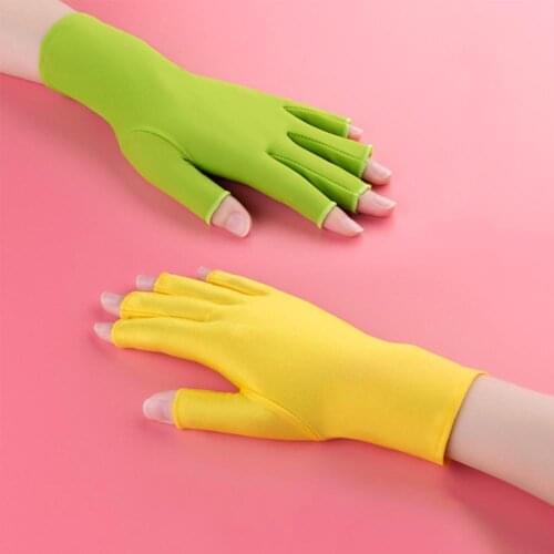 6 Colors UV Protection Nail Gloves LED Lamp Dryer Radiation Hand Protection Fingerless Sunscreen Gloves Nails Manicure Tools Hot