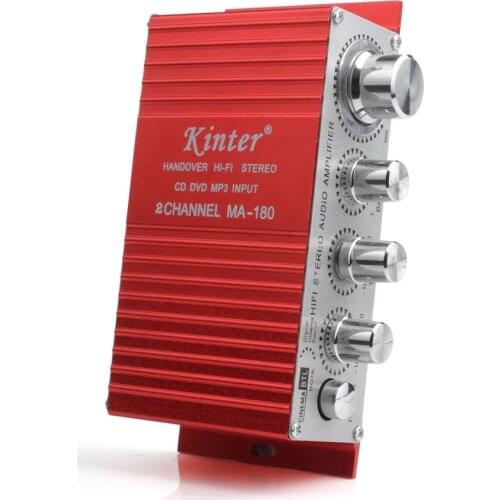 MA-180 Hi-Fi Mini USB 12V Auto Car Power Amplifier 2CH Stereo Sound Mode Audio Music Player with Remote Support MP3 / VCD / DVD
