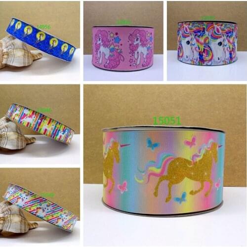 Free shipping 50 yard unicorn printed grosgrain ribbon 15051