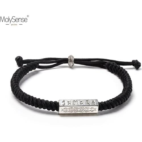 MolySense Handmade Lucky Six words Bracelets Black bracelets & bangles Men Handmade Accessories Lovers Lucky Jewelry Bracelet