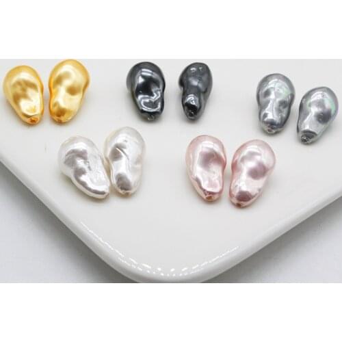 2pcs Natural Shell Pearl Multi-faceted Shaped Shell Bead Baroque Loose Beads DIY Fashion Bracelet Necklace Earrings Jewelry