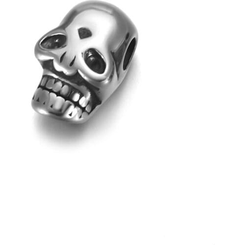 Stainless Steel Skull Bead Spacer Polished 3mm Hole Beads Metal Charms DIY Bracelet Jewelry Making Accessories