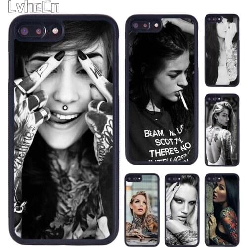 LvheCn Sexy Sleeve Tattoo Girl Phone Case For iPhone 5 SE 6s 7 8 Plus 11 12 Pro X XR XS Max Samsung galaxy S7 S8 S9 S10