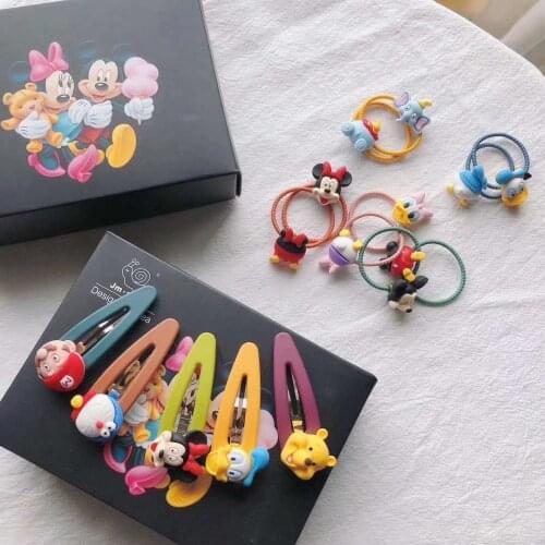 Disney Mickey Donald Duck headdress cartoon childrens hairpin head rope combination gift box cute rubber band