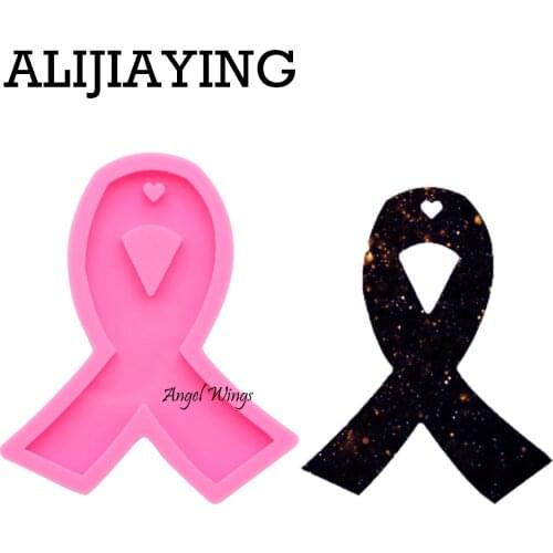 DY0107 DIY shiny Cancer ribbon silicone mold Silicone key ring mold Silicone Ribbon Mold for keychain