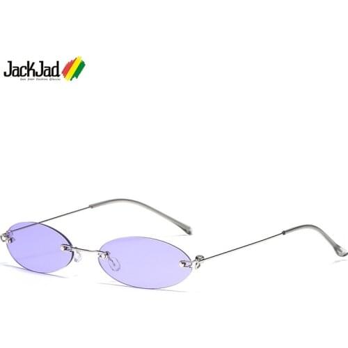 JackJad 2021 Fashion Cool Oval Rimless Style Slim Sunglasses Ultralight Women ins Brand Design Sun Glasses Oculos De Sol S20130