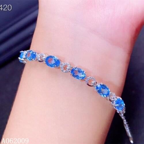 KJJEAXCMY fine jewelry 925 sterling silver inlaid natural blue topaz bracelet classic girl hand bracelet support test