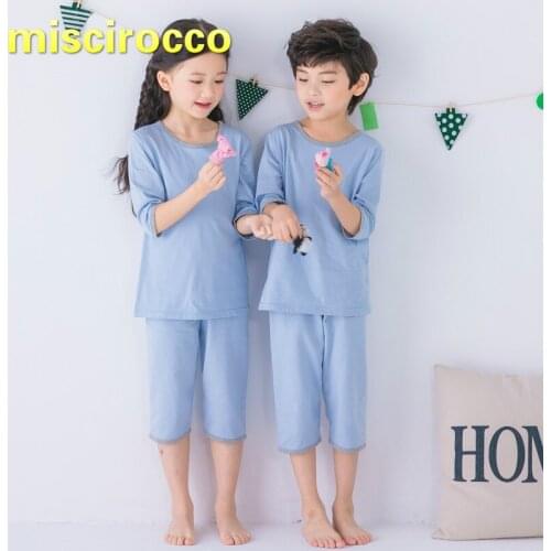 2018 Summer Children Pajamas Three Quarter Thin Cotton Baby Boy Air-conditioner Suit Girls Soft Comfortably Breathable