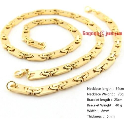 Hot Sale Stainless Steel Jewelry Sets Special Design For Men Size Necklace 54cm 70g Bracelet 230mmx8mmx5mm Weighs 40g