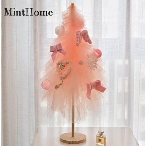 Small Christmas Tree Decorations Girly Heart Christmas Gift Decoration Mini Pink Christmas Tree Home Decoration