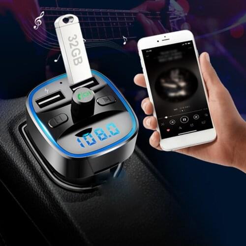 Multifunction Handsfree Music Play Wireless 5.0 FM Transmitter Car MP3 Player LCD Display Dual USB Fast Charger