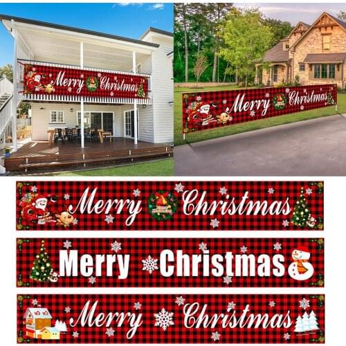 Oxford Cloth Outdoor Banner Merry Christmas Decor For Home 2020 Cristmas Outdoor Deco Xmas Flag Navidad Noel Happy New Year 2021