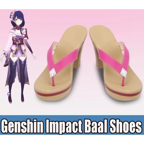 Genshin Impact Baal Cosplay shoes boots Wig Raiden Shogun Cosplay Wigs 100cm Long Graident Purple Braided Wigs Synthetic Hair