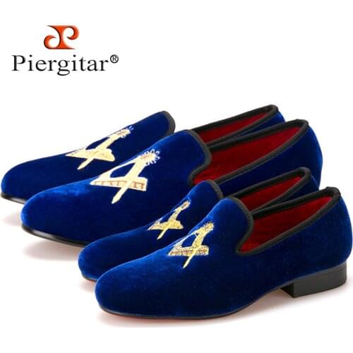 Piergitar New Parental Shoes same design Children Velvet Shoes Red cotton comfortably insole Party and Wedding Children Loafers