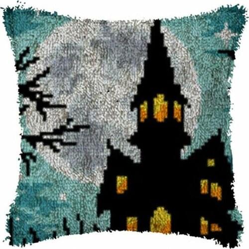 Latch hook pillow with Pre-Printed Pattern Canvas for embroidery Decorative cushions Moon Hook mat DIY Pillow Home decoration