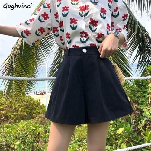 Casual Simple Summer Women Shorts Solid Straight Elastic Waist Young Style All-match Popular Streetwear Aesthetic Teens Chic