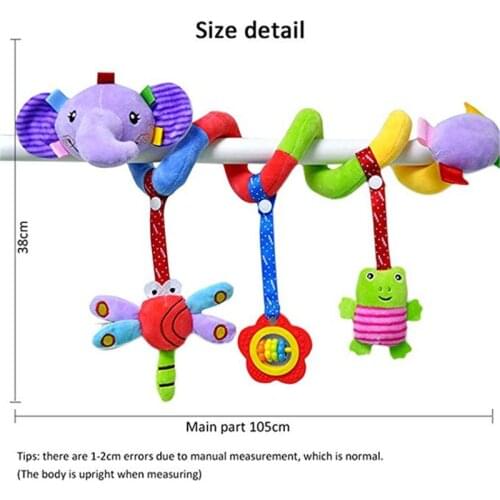 Elephant Cartoon Stroller Arch Rattles Hanging Cute Plush Animals Style Bed Around for Baby Education Toy Spiral Wrap Around