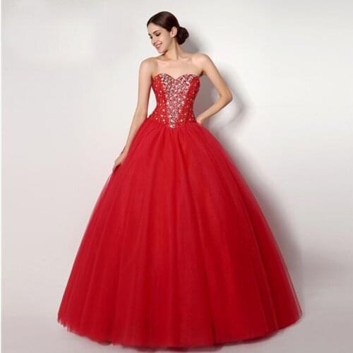 Sexy Women Long Tulle Quinceanera Dresses Sweetheart Squin Bodice Ball Gown Lace UP Strapless Princess Dress