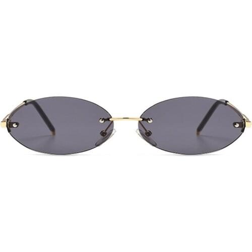 Veshion Steam Punk Frameless Oval Sunglasses Men Women Fashion Shades UV400 Vintage Glasses