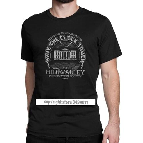 Back To The Future T-Shirt Time Machine Save The Clock Tower Mans Tops T Shirt Funny Premium Cotton Fitness Tee Shirt Clothes