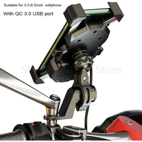 Waterproof Universal 12V Motorcycle Mobile Phone Mount Motorbike Holder Stand with QC3.0 Quick Charge 3.0 USB Charger