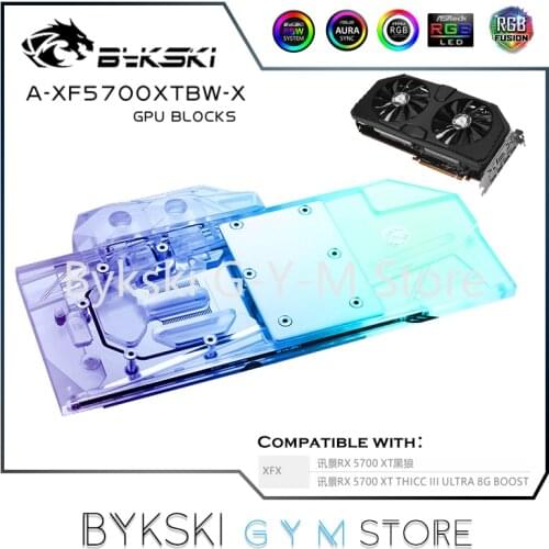 Bykski GPU Water Block For XFX RX 5700 XT THICC III ULTRA 8G BOOST Graphics Card, Full Coverage Radiator Cooler,A-XF5700XTBW-X