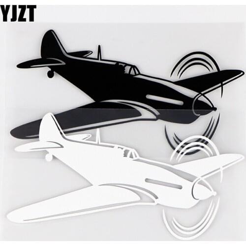 YJZT 15.3×8CM Interesting Airplane Car Stickers Personality Body Modification Vinyl Decals Black / Silver 10A-0507