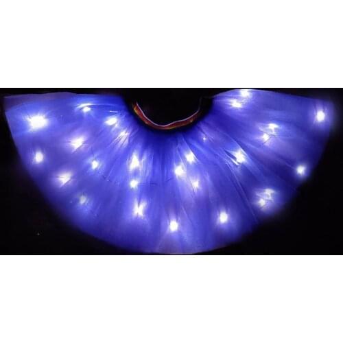 NEW year christmas rainbow LED Skirt Dance Clothes Ballet Fashion mini Swan Mesh Costume evening party Dance led Skirt